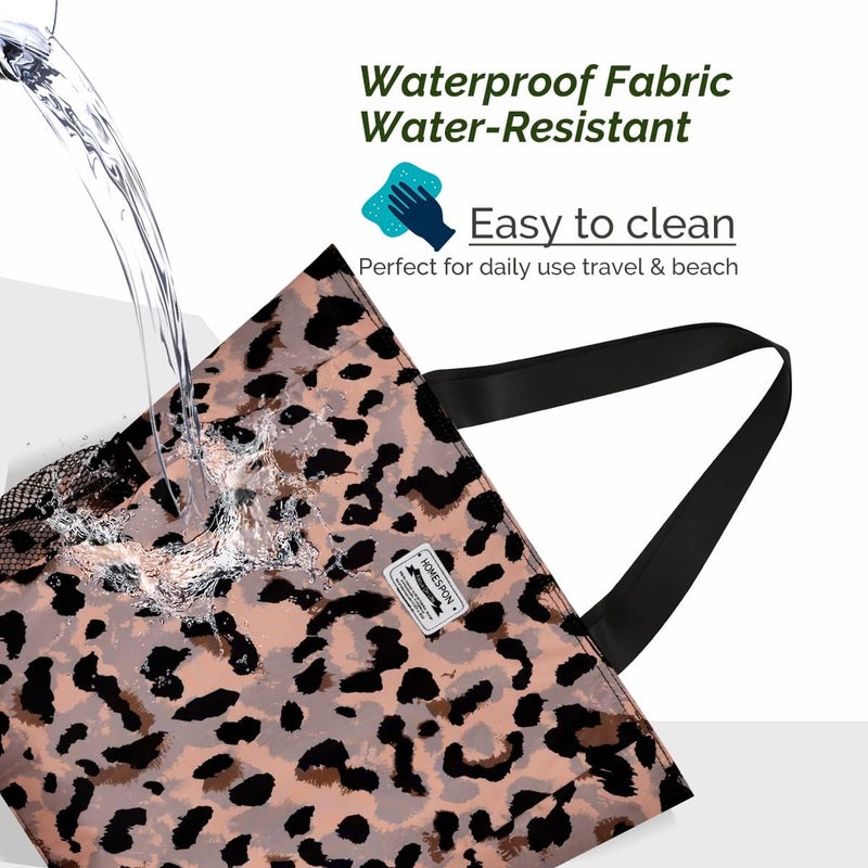 Buringer Large Waterproof Beach Bag for Women Sandproof Tote Bag with Zipper and Pockets Pool Bag for Travel Gym Vacation - Image 4